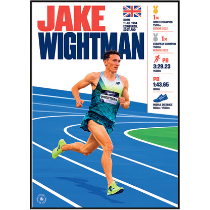Jake Wightman athletics poster wall art print by 98types