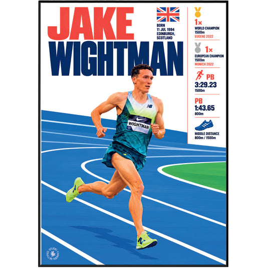 Jake Wightman athletics poster wall art print by 98types