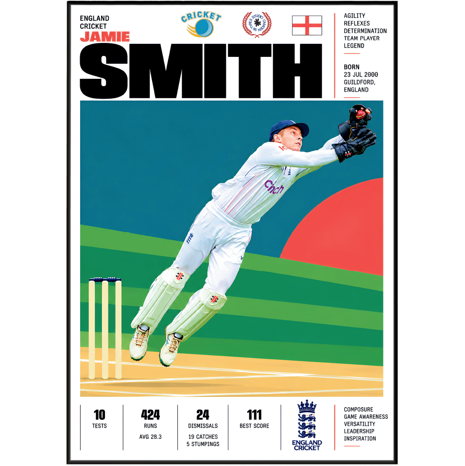 Jamie Smith Poster | Cricket Wall Art Print