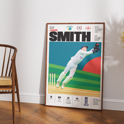 Jamie Smith Poster | Cricket Wall Art Print