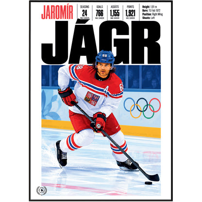 Jaromír Jágr poster, Pittsburgh Penguins NHL ice hockey wall art print in a games room - 98types
