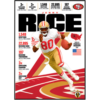 Jerry Rice poster, San Francisco 49ers NFL wall art print in a boy's bedroom - 98types