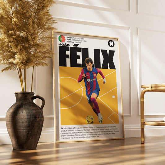 João Félix football poster – Mustard Pitch Poster – 98types