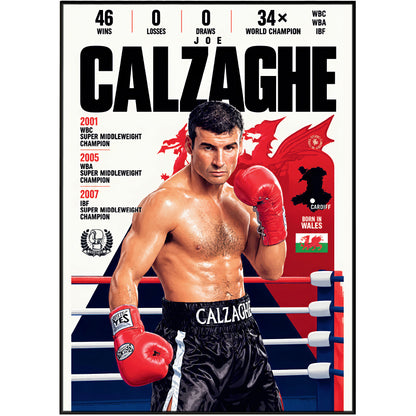 Joe Calzaghe poster, Welsh boxing wall art print in a home gym - 98types