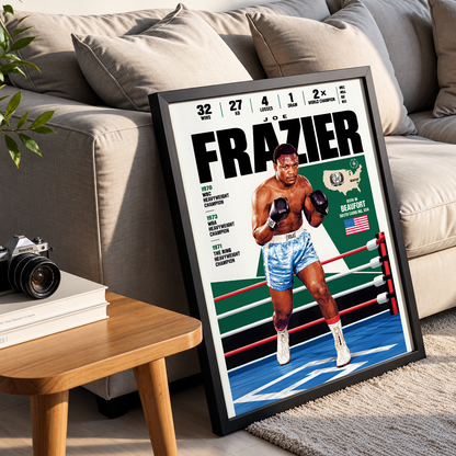 Joe Frazier poster, American boxing wall art print in a man cave - 98types