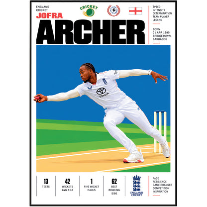 Jofra Archer cricket poster wall art print by 98types