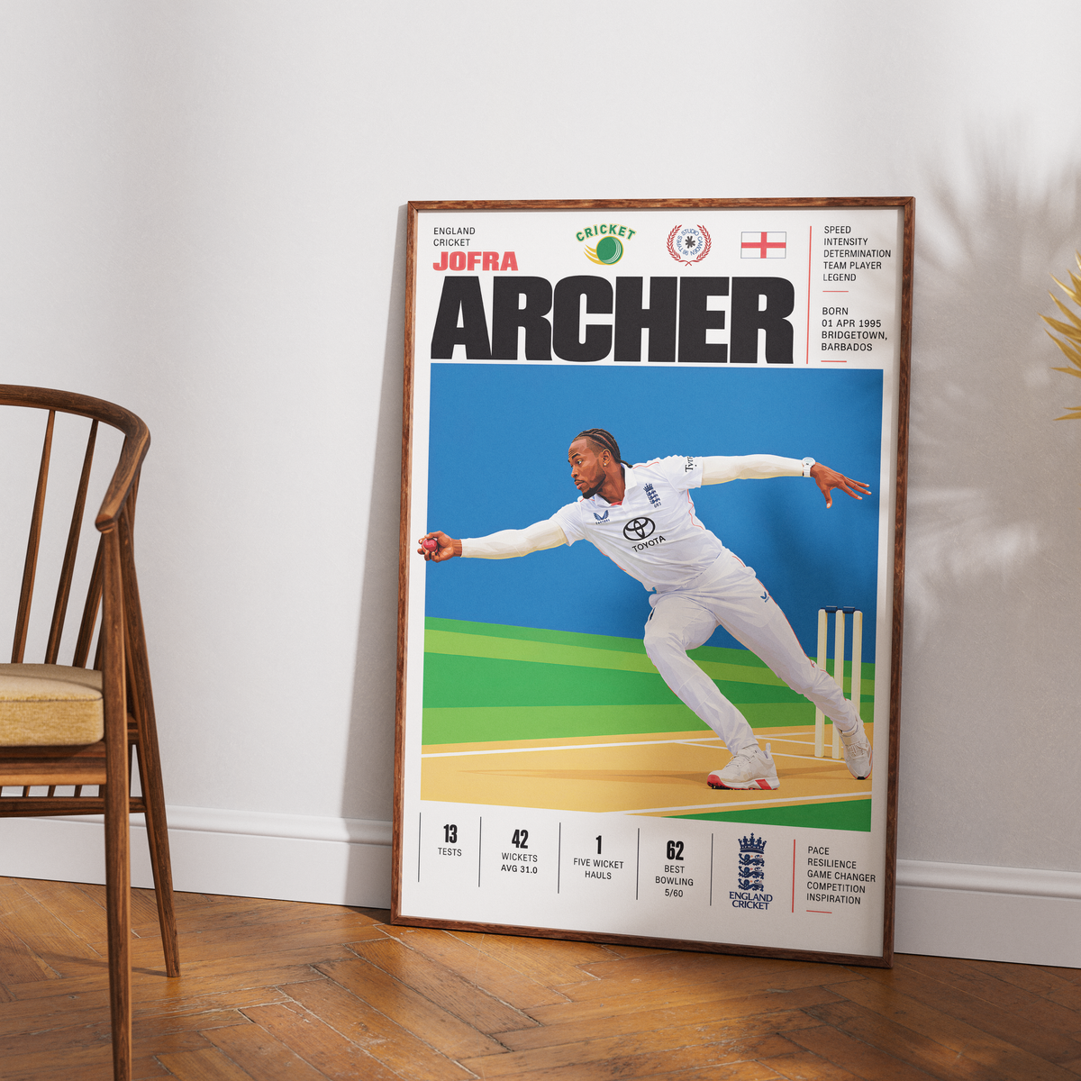 Jofra Archer cricket poster wall art print by 98types