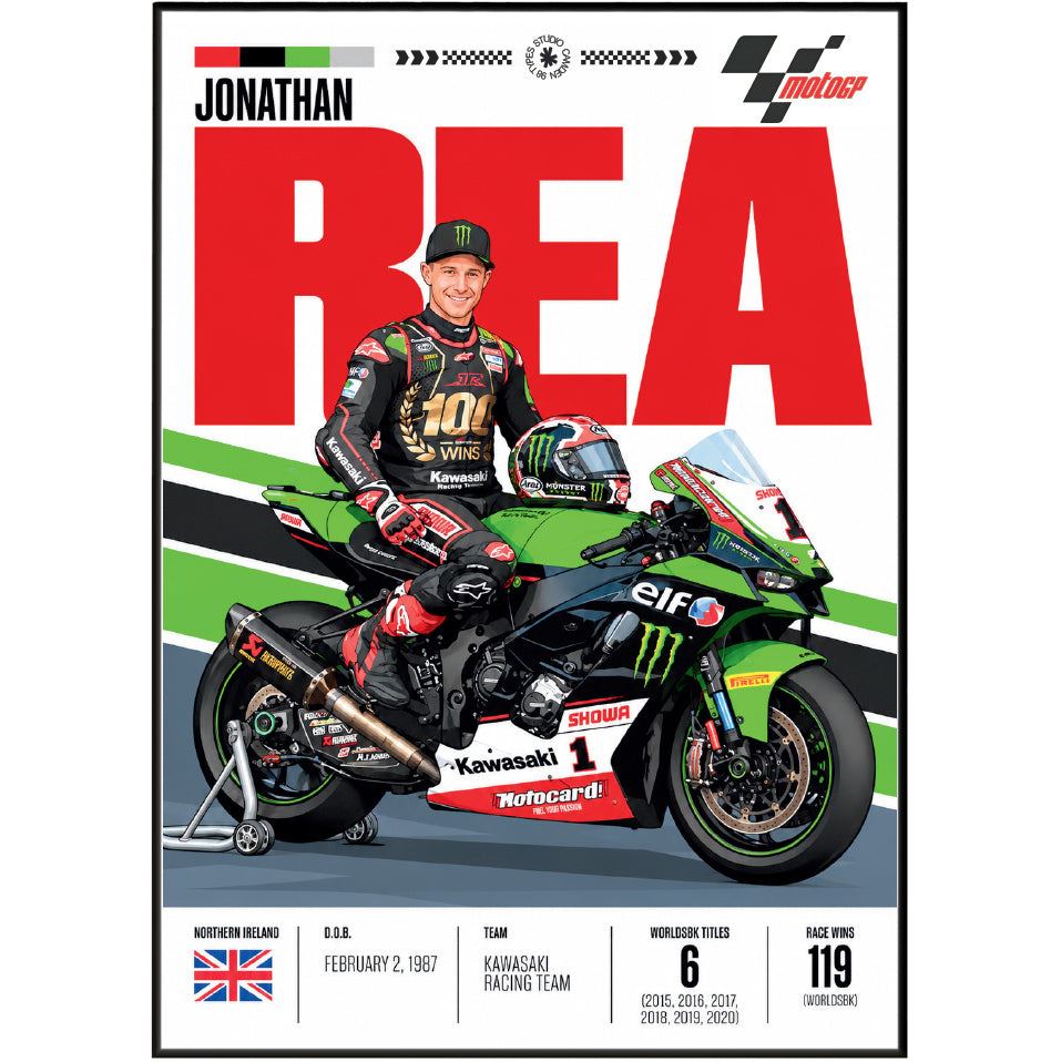 Jonathan Rea 6x World Superbike champion Kawasaki poster