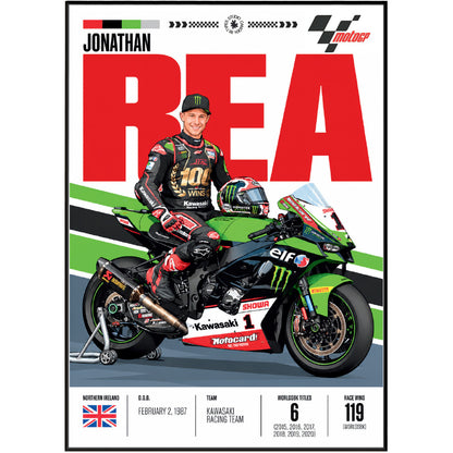 Jonathan Rea 6x World Superbike champion Kawasaki poster