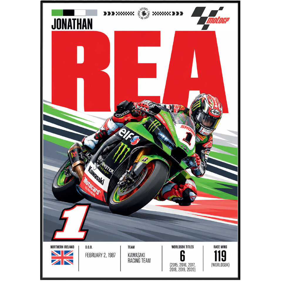 Jonathan Rea 6x World Superbike champion Kawasaki poster