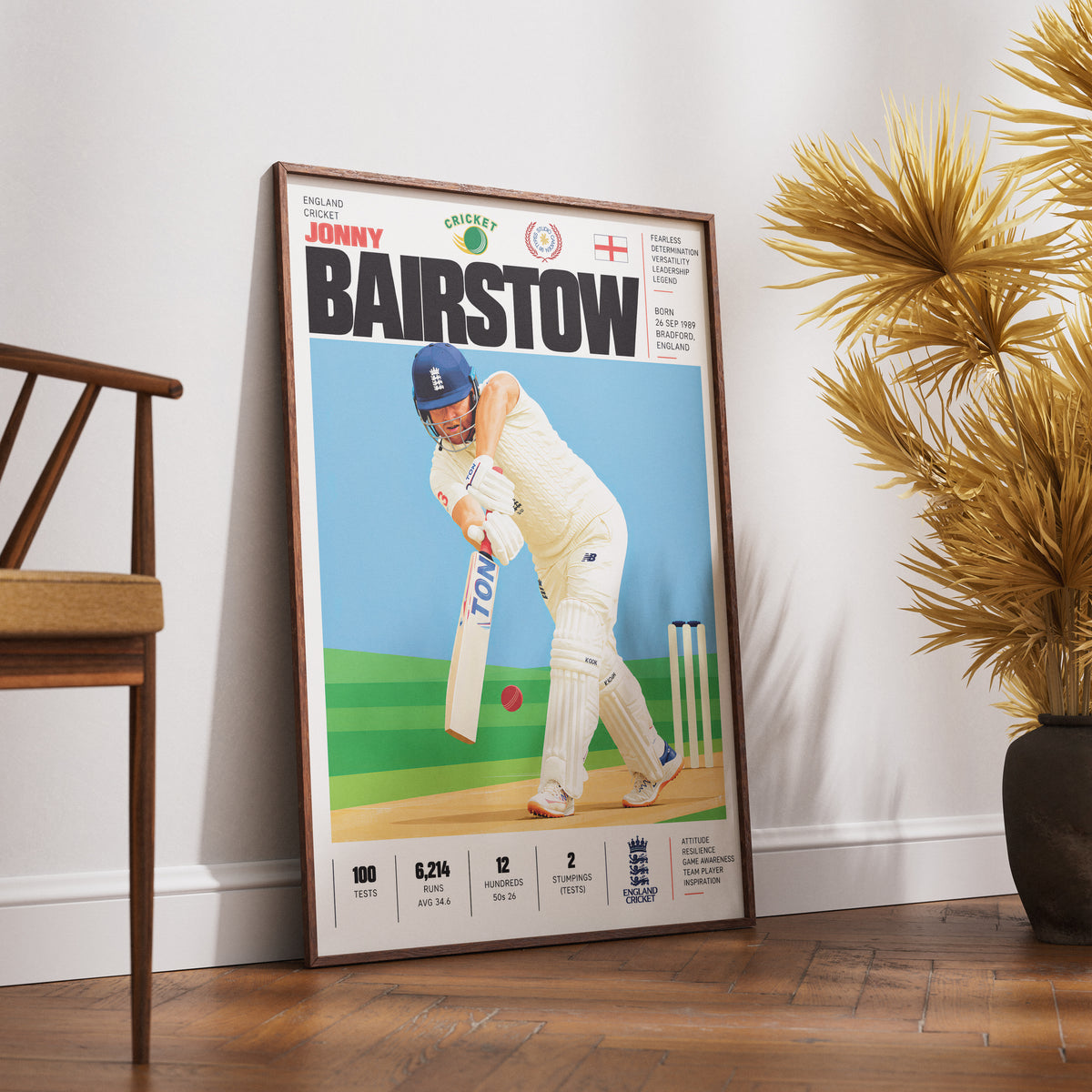 Jonny Bairstow cricket poster wall art print by 98types