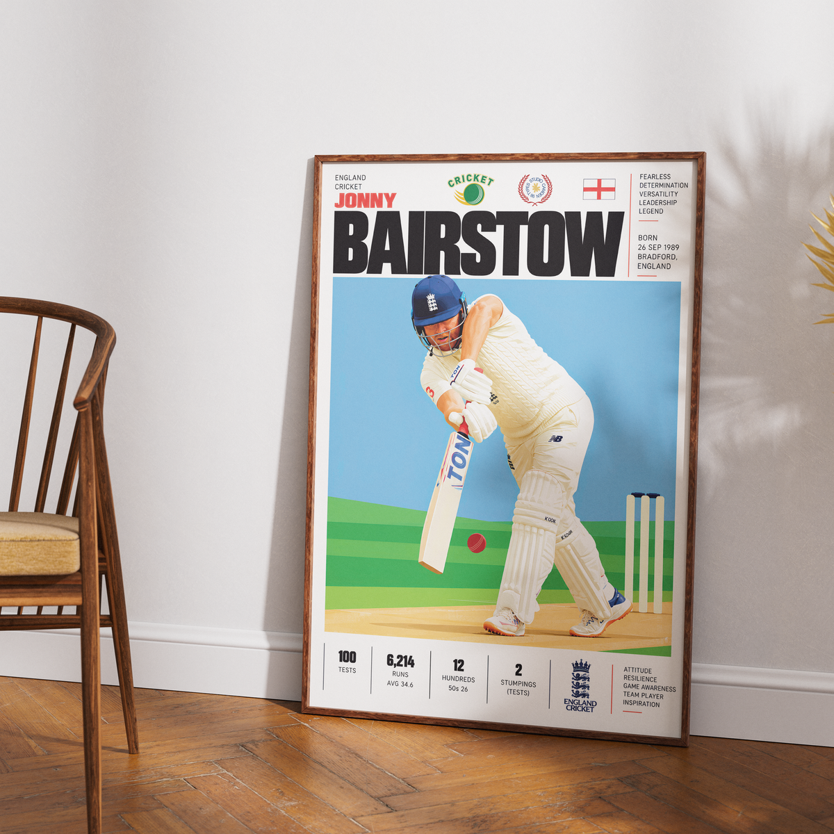 Jonny Bairstow cricket poster wall art print by 98types