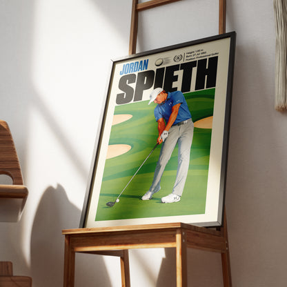 Jordan Spieth poster, American golf wall art print in a golf clubhouse - 98types