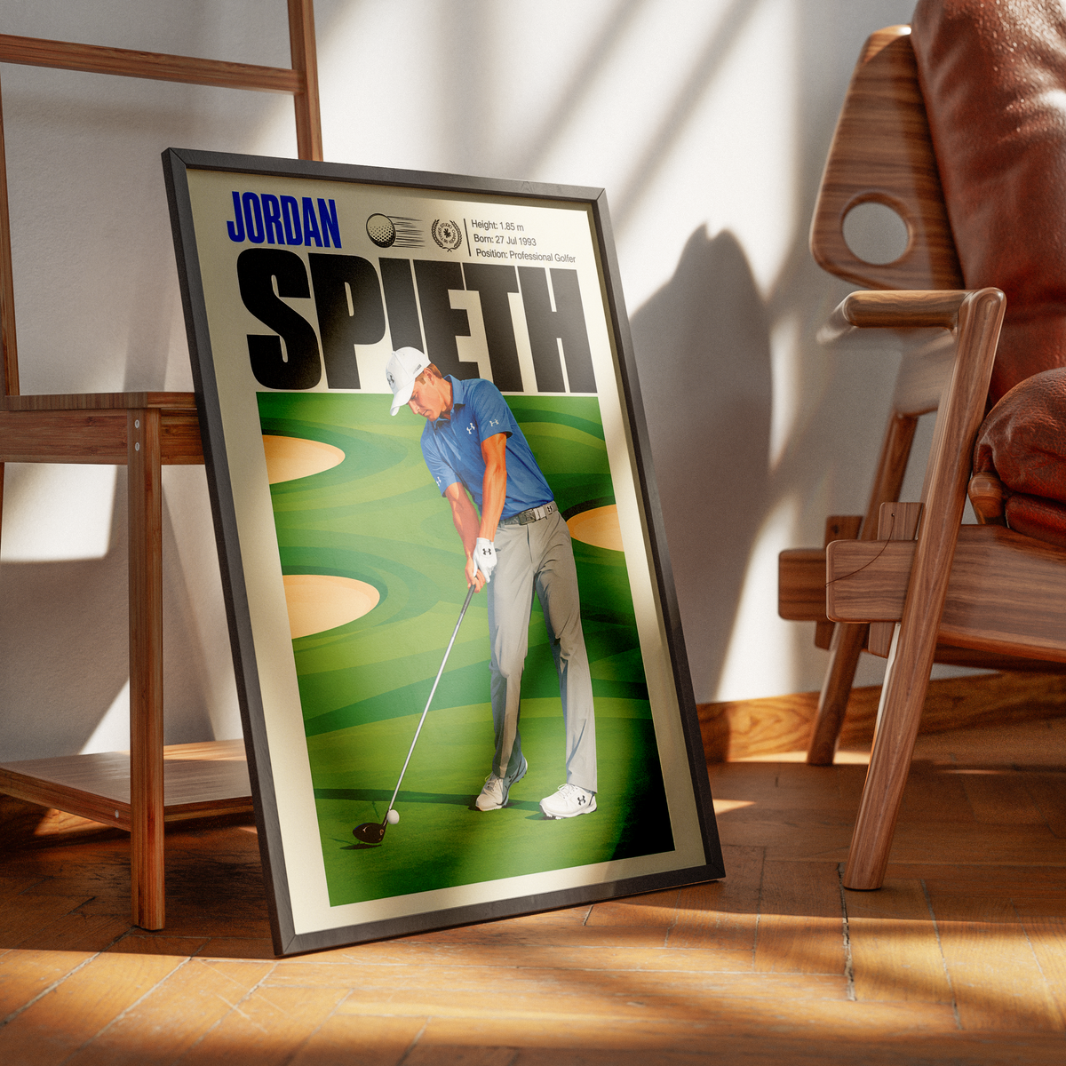 Jordan Spieth poster, American golf wall art print in a golf clubhouse - 98types