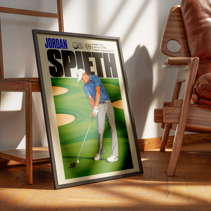 Jordan Spieth poster, American golf wall art print in a golf clubhouse - 98types