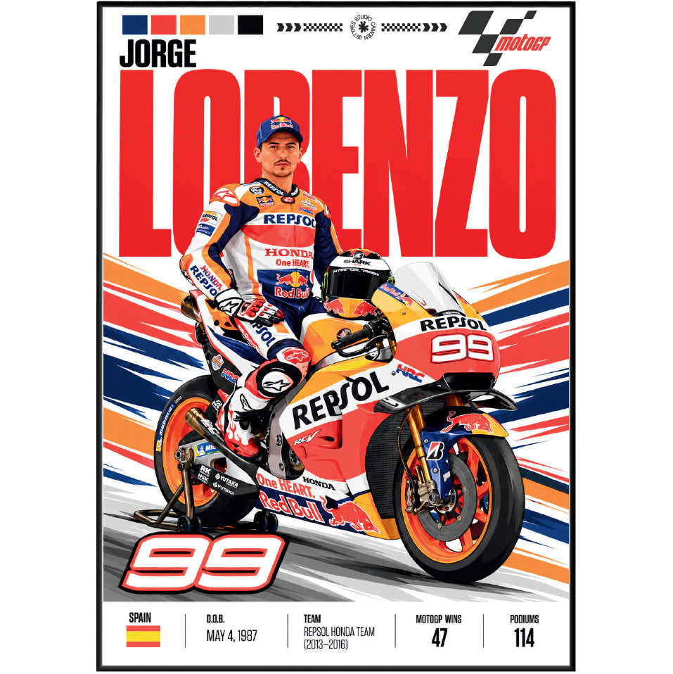 Jorge Lorenzo #99 MotoGP world champion poster by 98types