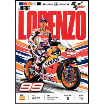 Jorge Lorenzo #99 MotoGP world champion poster by 98types