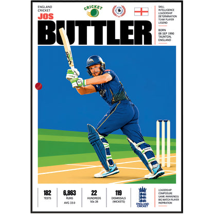 Jos Buttler cricket poster wall art print by 98types