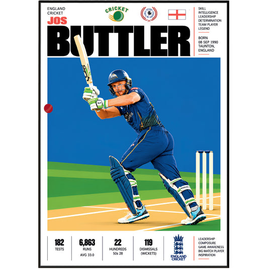 Jos Buttler cricket poster wall art print by 98types