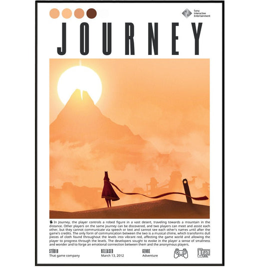Journey 2012 game poster — thatgamecompany robed figure desert mountain wall art print UK
 - 98types