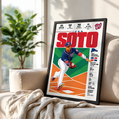 Juan Soto poster, New York Mets baseball wall art print in a games room - 98types