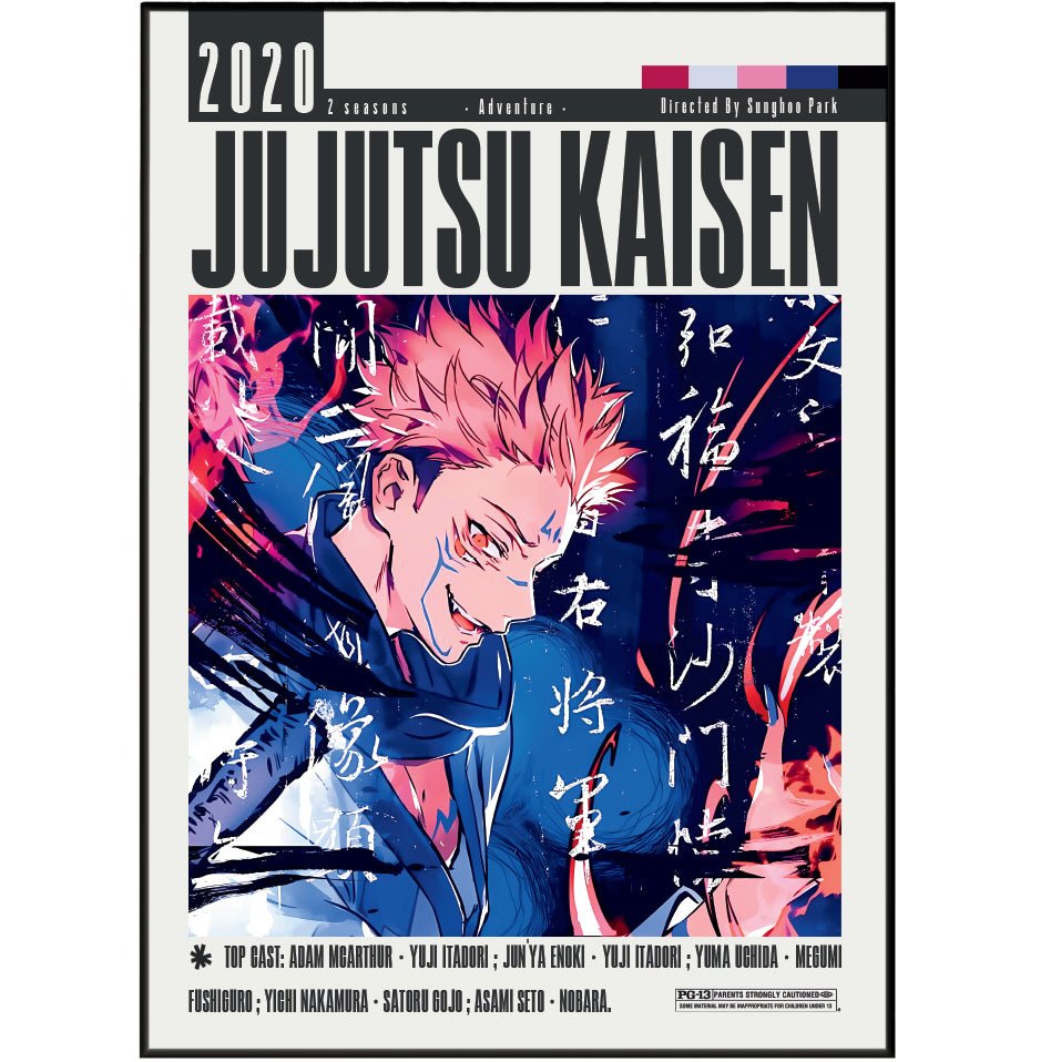 Jujutsu Kaisen 2020 anime poster — Yuji Itadori cursed spirit MAPPA wall art print UK
