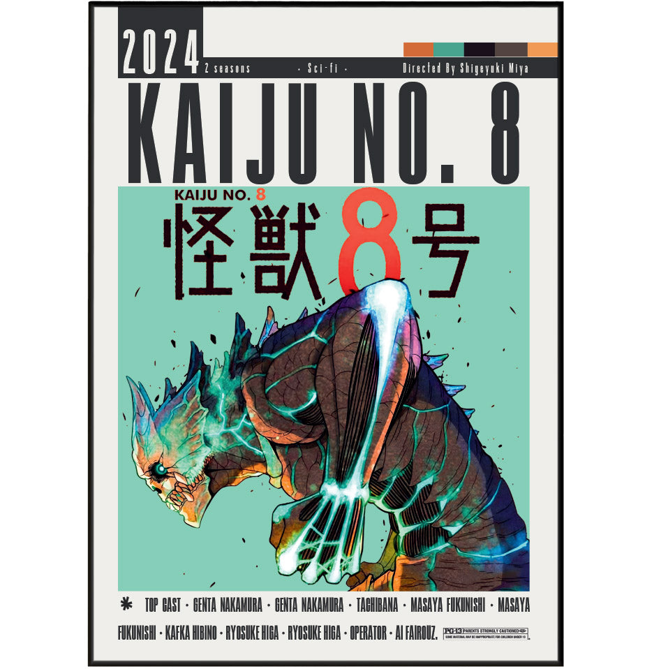 Kaiju No. 8 anime poster — Kafka Hibino monster Defence Force wall art print UK
