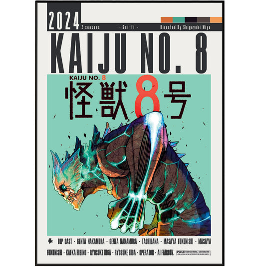 Kaiju No. 8 anime poster — Kafka Hibino monster Defence Force wall art print UK
