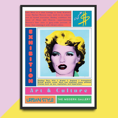 Kate Moss street art pop art poster — supermodel iconic figure urban graffiti wall art print UK
