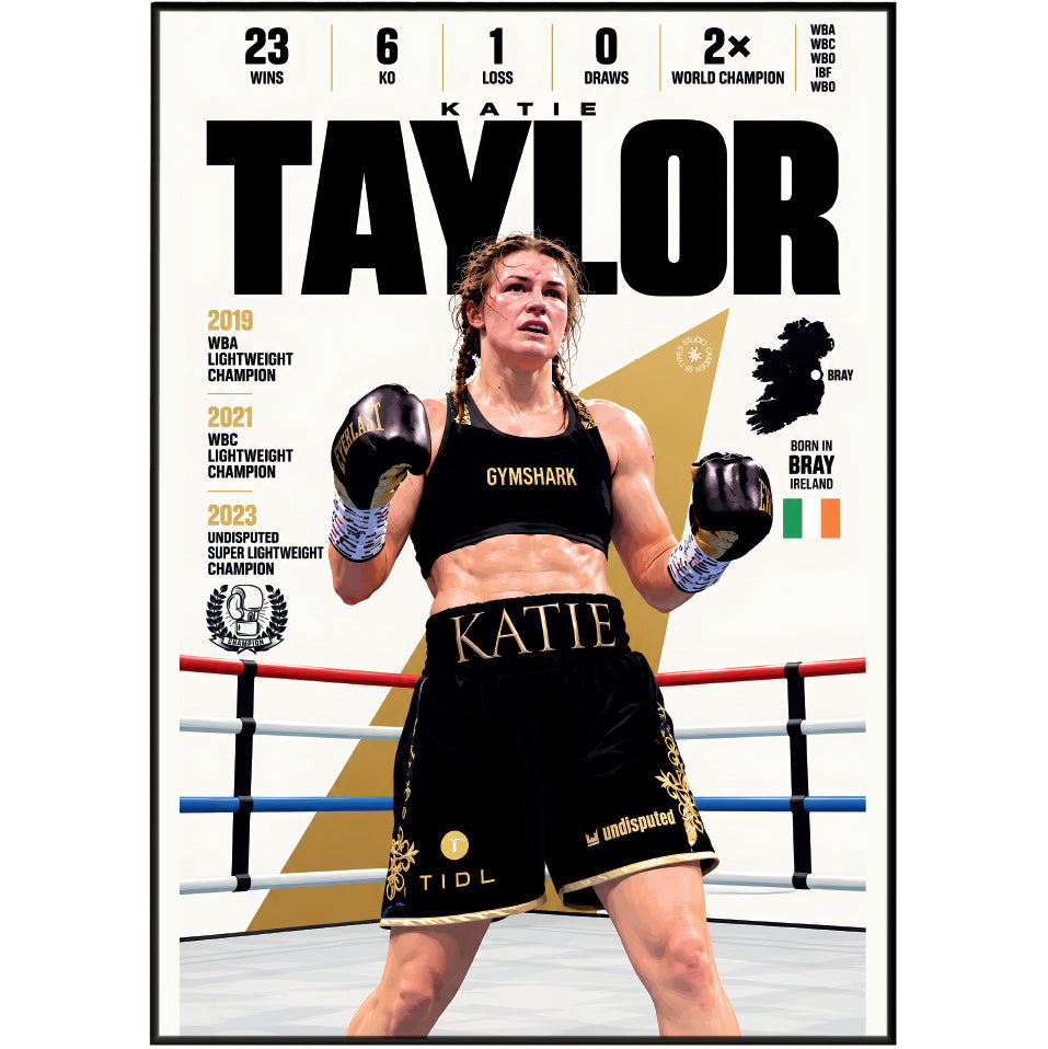 Katie Taylor poster, Irish boxing wall art print in a boxing gym - 98types