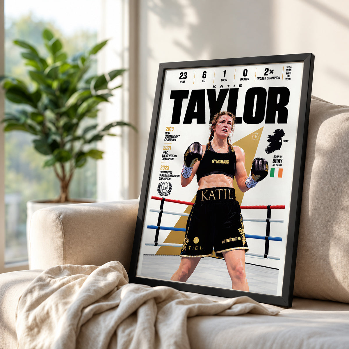 Katie Taylor poster, Irish boxing wall art print in a boxing gym - 98types