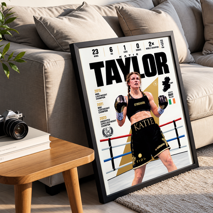 Katie Taylor poster, Irish boxing wall art print in a boxing gym - 98types