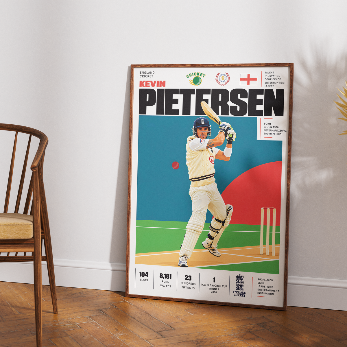Kevin Pietersen cricket poster wall art print by 98types