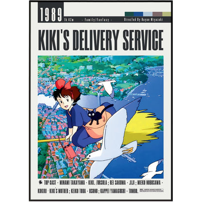 Kiki's Delivery Service 1989 Studio Ghibli anime film poster — Miyazaki wall art print UK
