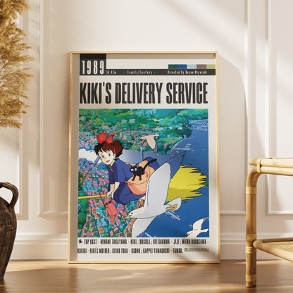 Kiki's Delivery Service 1989 Studio Ghibli anime film poster — Miyazaki wall art print UK