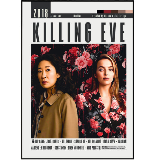 Killing Eve BBC America TV series poster — Villanelle Eve Polastri cat and mouse wall art print UK
