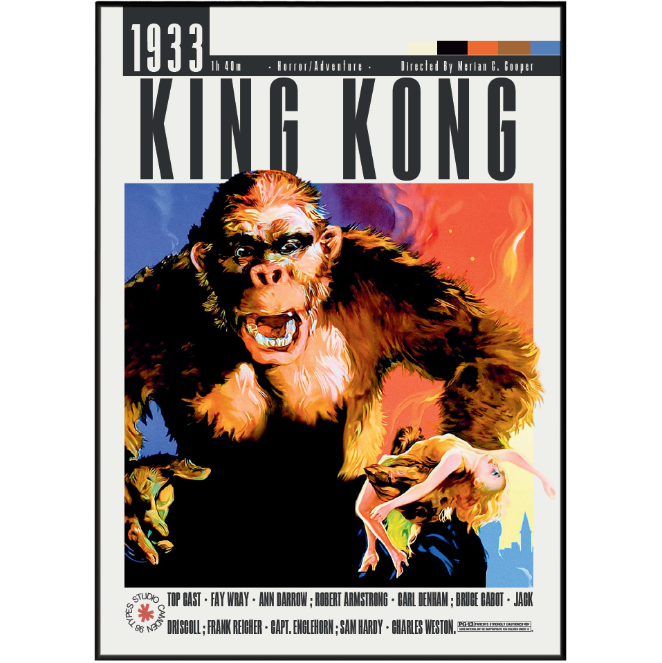 King Kong 1933 film poster print UK — original monster movie Empire State Building stop-motion classic wall art 260gsm printed in England Camden Market