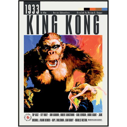King Kong 1933 film poster print UK — original monster movie Empire State Building stop-motion classic wall art 260gsm printed in England Camden Market