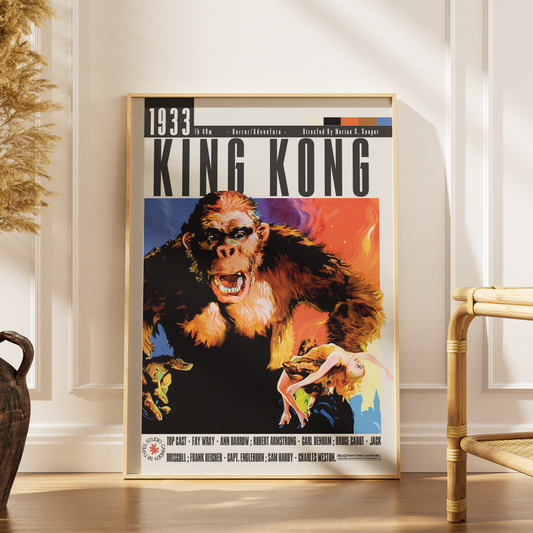 King Kong 1933 film poster print UK — original monster movie Empire State Building stop-motion classic wall art 260gsm printed in England Camden Market