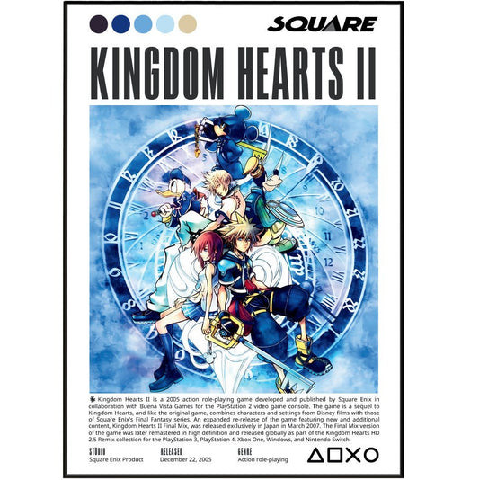 Kingdom Hearts II 2005 game poster — Square Enix Sora Roxas Disney Organization XIII wall art print UK
 - 98types