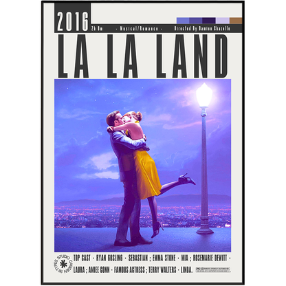La La Land 2016 Damien Chazelle film poster print UK — Emma Stone Ryan Gosling musical romance wall art 260gsm printed in England Camden Market