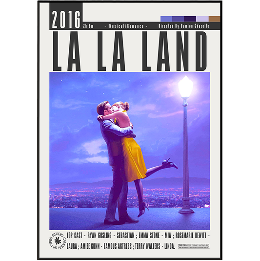 La La Land 2016 Damien Chazelle film poster print UK — Emma Stone Ryan Gosling musical romance wall art 260gsm printed in England Camden Market
