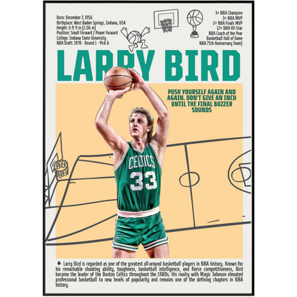 Larry Bird basketball poster — Boston Celtics 3x champion 3x MVP minimalist wall art print UK