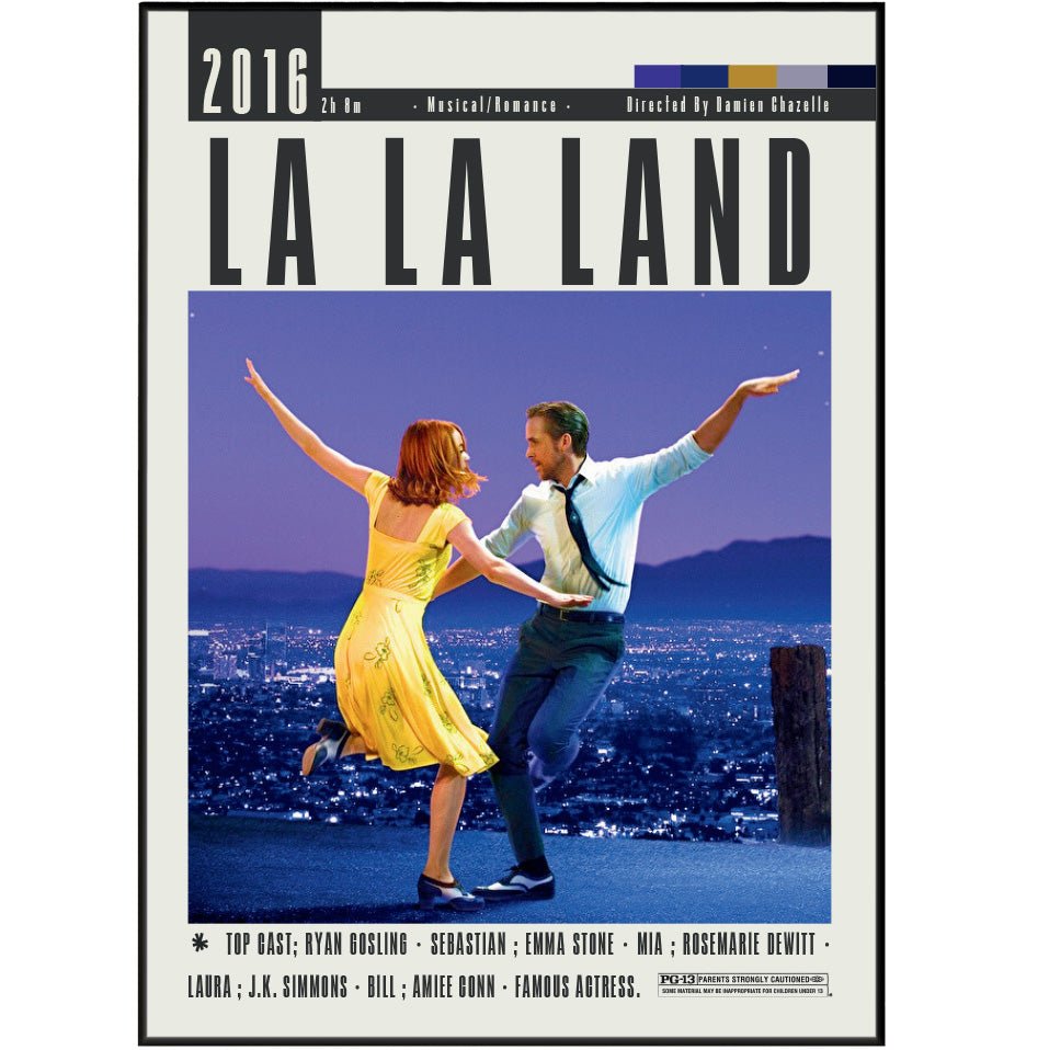 La La Land 2016 romantic film poster — Mia Sebastian minimalist wall art print UK Valentine gift
