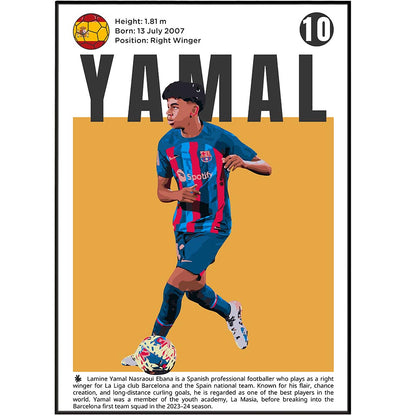 Lamine Yamal Barcelona football poster art print UK wall art


