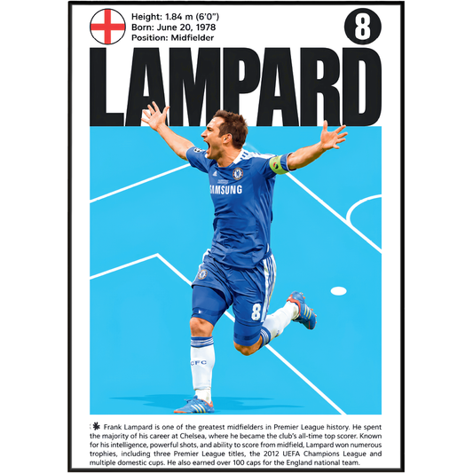 Frank Lampard football poster – Chelsea's Midfield Legend – 98types