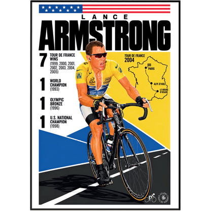 Lance Armstrong poster, American cycling wall art print in a pain cave - 98types