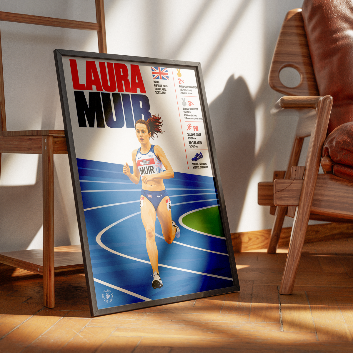 Laura Muir athletics poster wall art print by 98types