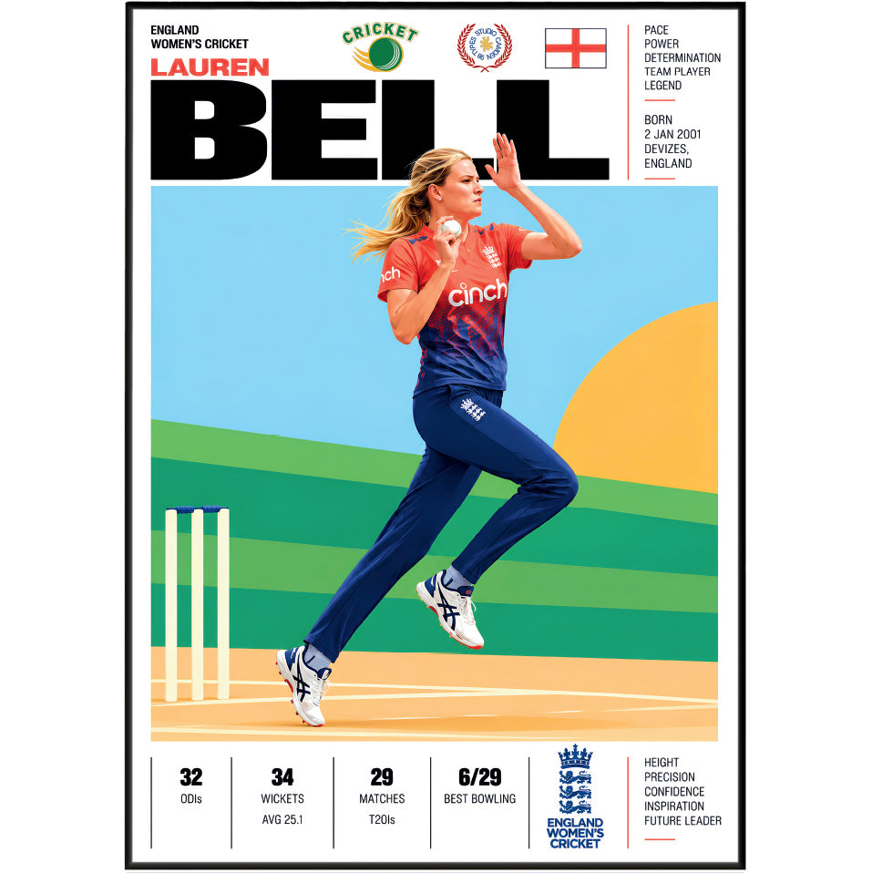 Lauren Bell cricket poster wall art print by 98types