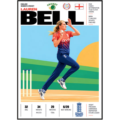 Lauren Bell cricket poster wall art print by 98types